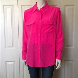 Equipment Silk Long Sleeve Blouse Pink